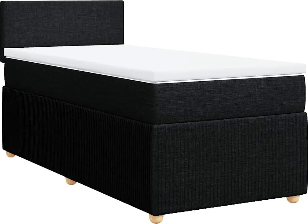 vidaXL Pat box spring cu saltea, negru, 100x200 cm, textil