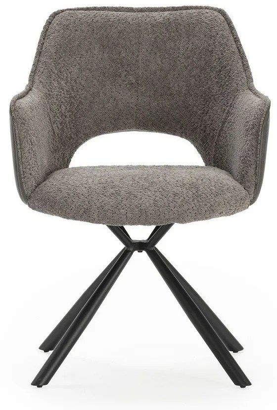 Set de scaune de sufragerie gri cu cotiere 2 buc. tapițat Mariel – Marckeric