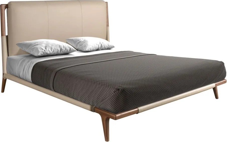 Pat dublu tapitat design LUX din lemn si piele sintetica Mink 180x200cm