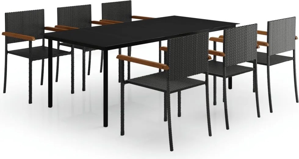 vidaXL Set mobilier de grădină, 7 piese, negru