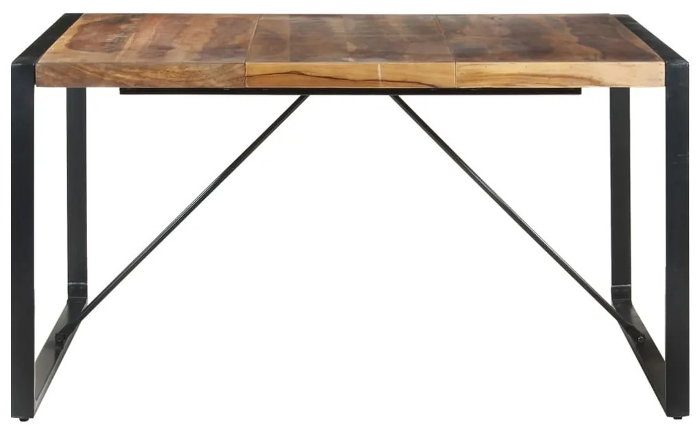 Masa de sufragerie, 140x140x75 cm, lemn masiv, finisaj sheesham 1, Negru, Lemn masiv