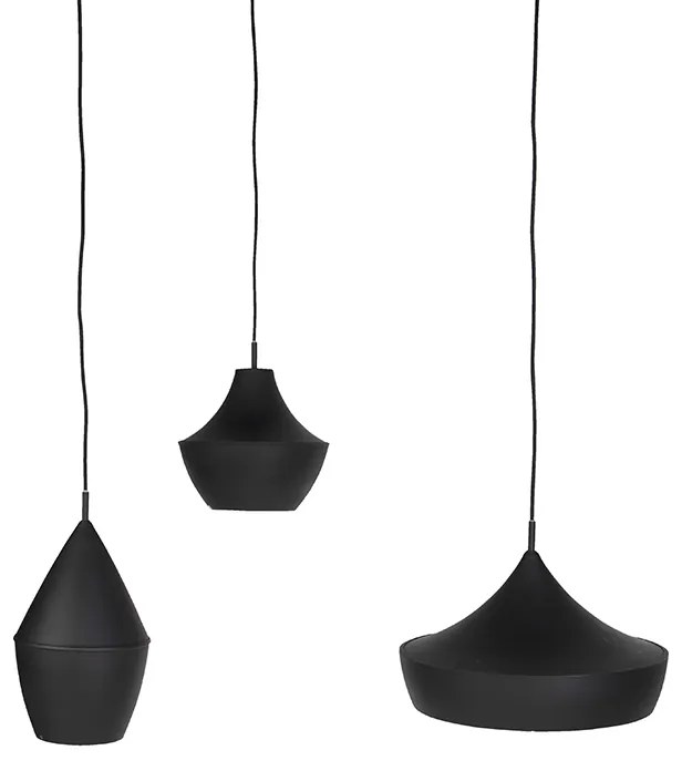 Set de 3 lămpi suspendate inteligente negre cu auriu, inclusiv WiFi A60 - Depeche