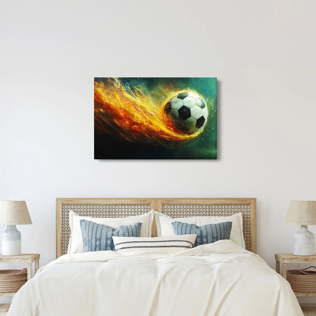 Tablou - Minge de Fotbal în Zbor (90x60 cm)