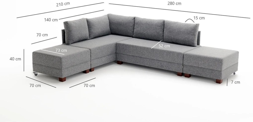 Coltar Extensibil Liones Stanga, 280 x 80 x 210 cm