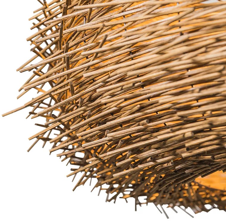 Lampă suspendată rustică din ratan maro - Hatch 45