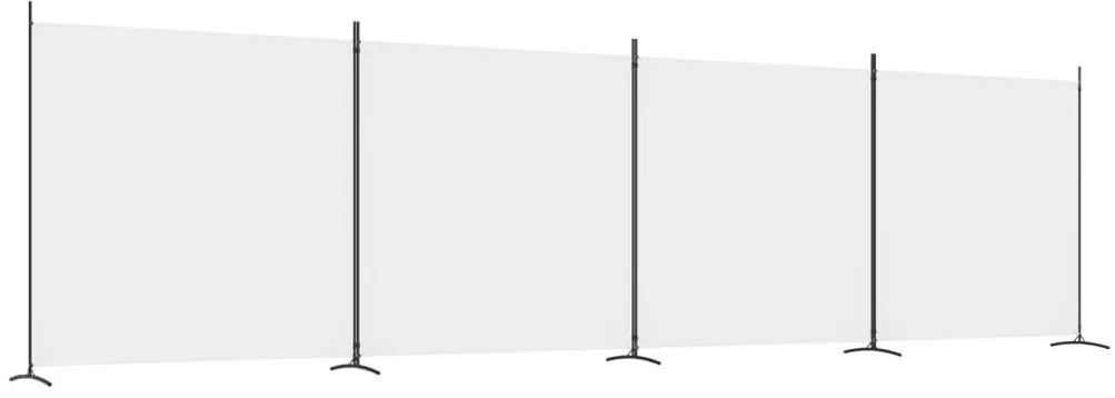 350282 vidaXL Paravan de cameră cu 4 panouri, alb, 698x180 cm, textil