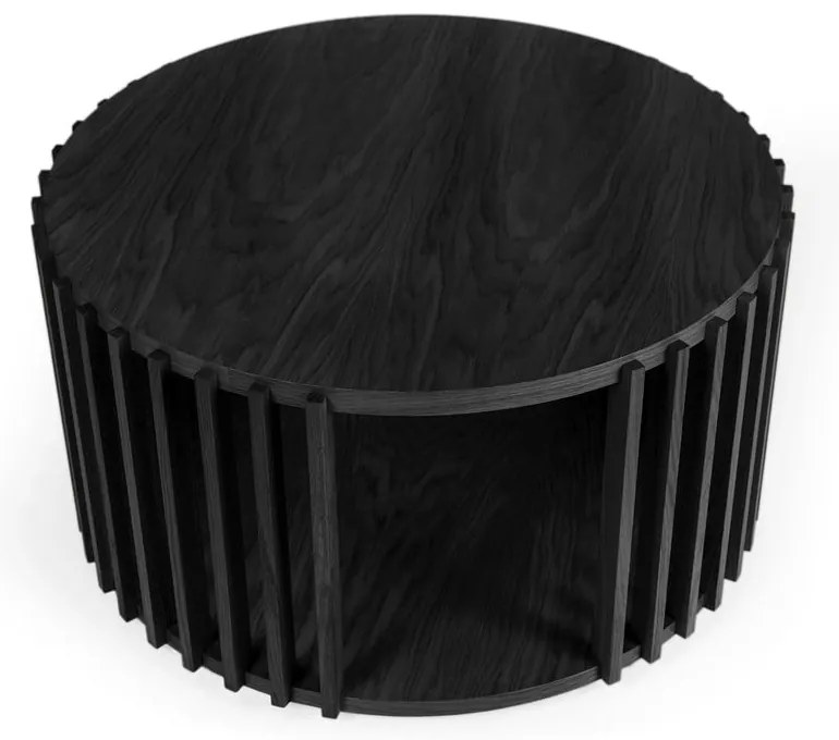 Masă auxiliară din lemn de stejar Woodman Drum, ø 83 cm, negru