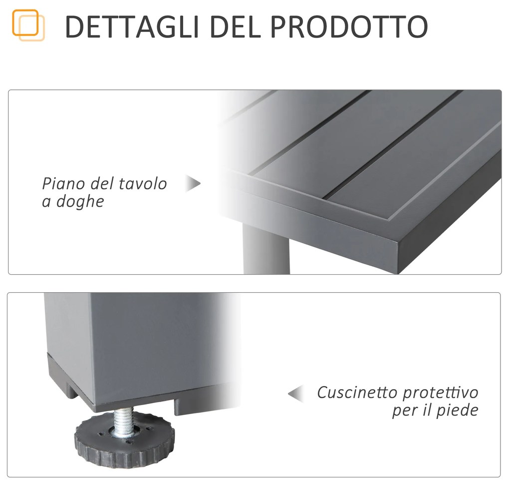 Masa de Gradina Extensibila Outsunny pentru 8-10 Persoane cu Structura din Aluminiu, 135-270x90x75cm, Gri | Aosom Romania