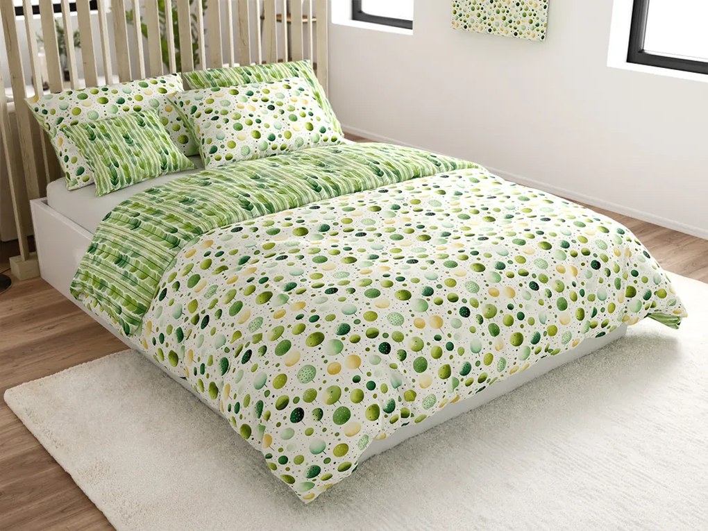 Lenjerie de pat policoton GREEN TREES POLY verde Dimensiune lenjerie de pat: 2 buc 70 x 90 cm | 200 x 220 cm