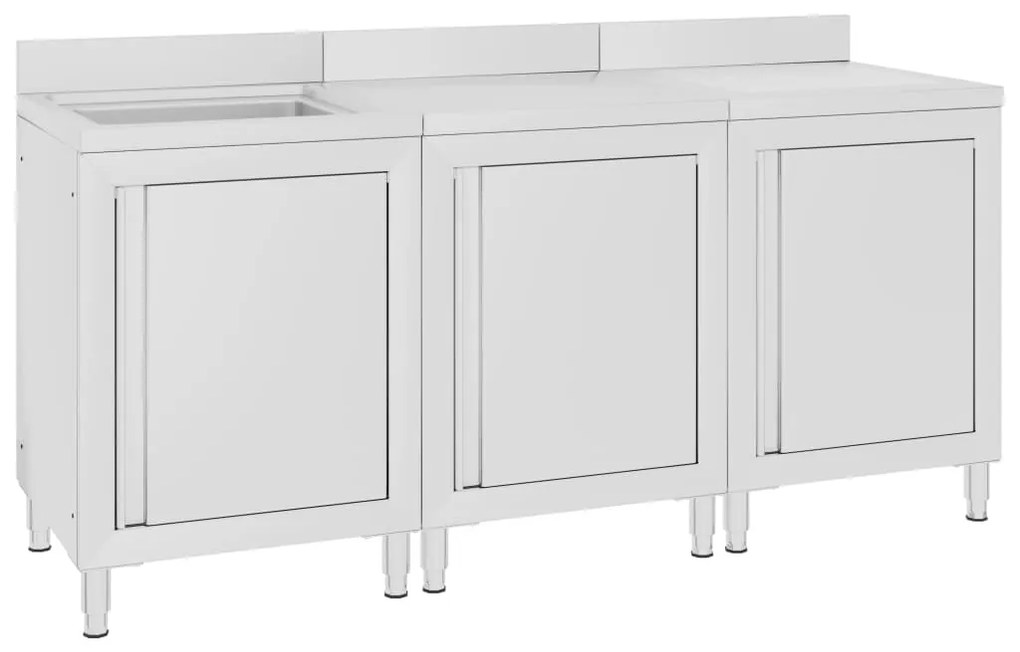 Dulap comercial pentru chiuveta 180x60x96 cm, otel inoxidabil 1, 180 x 60 x 96 cm (chiuveta + masa de lucru + scurgator)