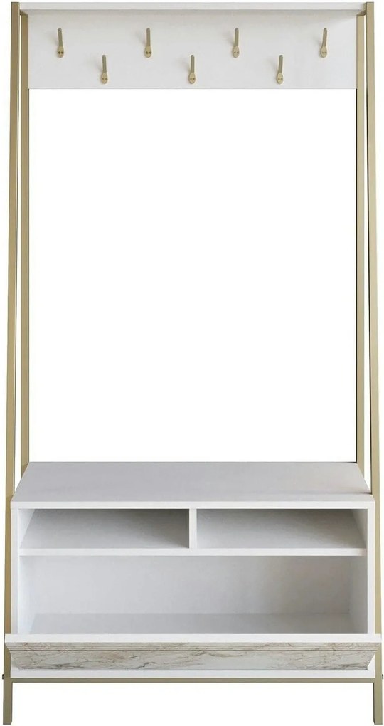 Mobilier hol DEVIN, alb, PAL melaminat/metal, 94x35x180 cm