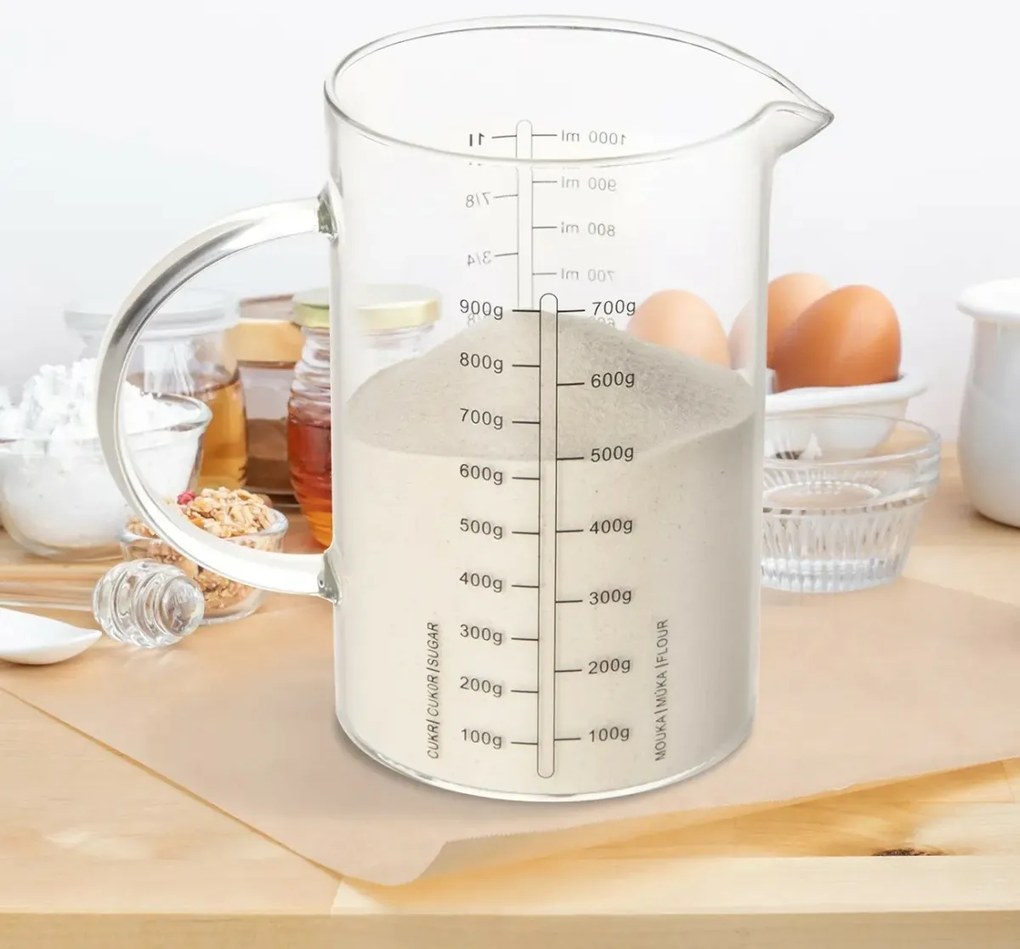 Cană de măsurare Orion din sticlă borosilicată, 1l