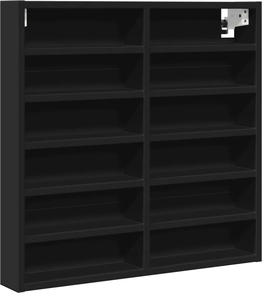 vidaXL Dulap cu vitrină, negru, 60x8,5x58 cm, lemn prelucrat