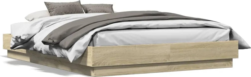 vidaXL Cadru de pat, stejar sonoma, 120x190 cm, lemn prelucrat