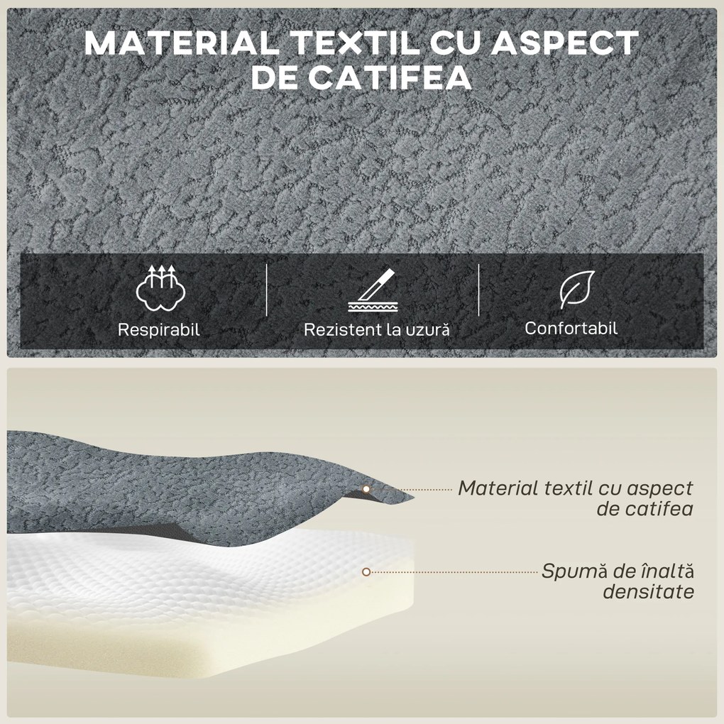 HOMCOM Canapea Modulară Secțională 294 cm, în Formă de U cu 2 Poufuri, Fără Asamblare, Gri Închis, pentru Sufragerie și Dormitor. | Aosom Romania