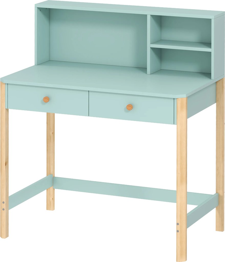 AIYAPLAY Birou pentru copii Masă de lucru pentru copii cu 3 compartimente deschise și 2 sertare 90x52x105 cm Verde | Aosom Romania