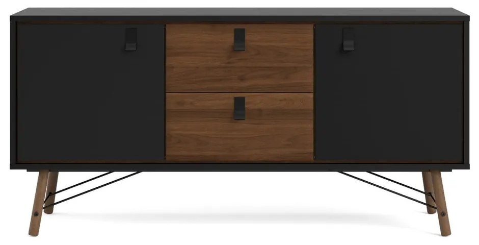 Comodă neagră cu aspect de lemn de nuc 150x72x40 cm Ry – Tvilum