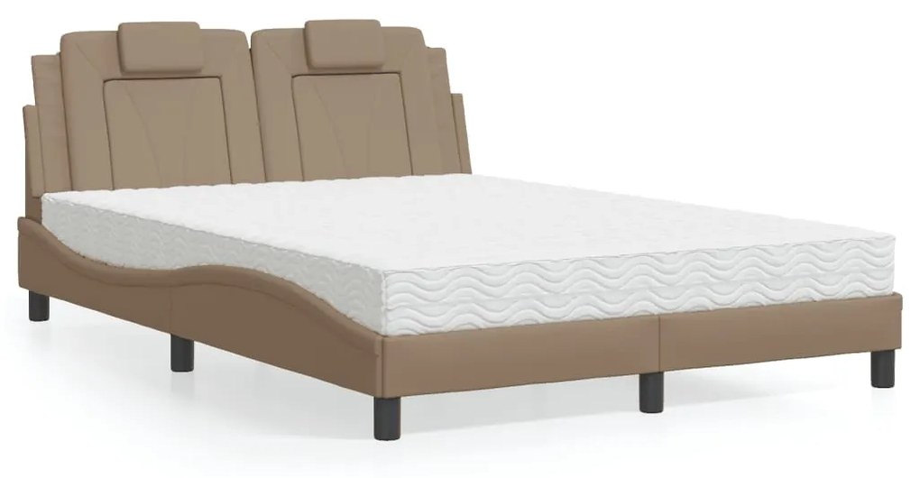 3208793 vidaXL Pat cu saltea, cappuccino, 140x190cm piele ecologică