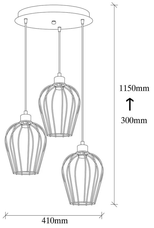 Lustră de 3 becuri Opviq lights Tel, negru