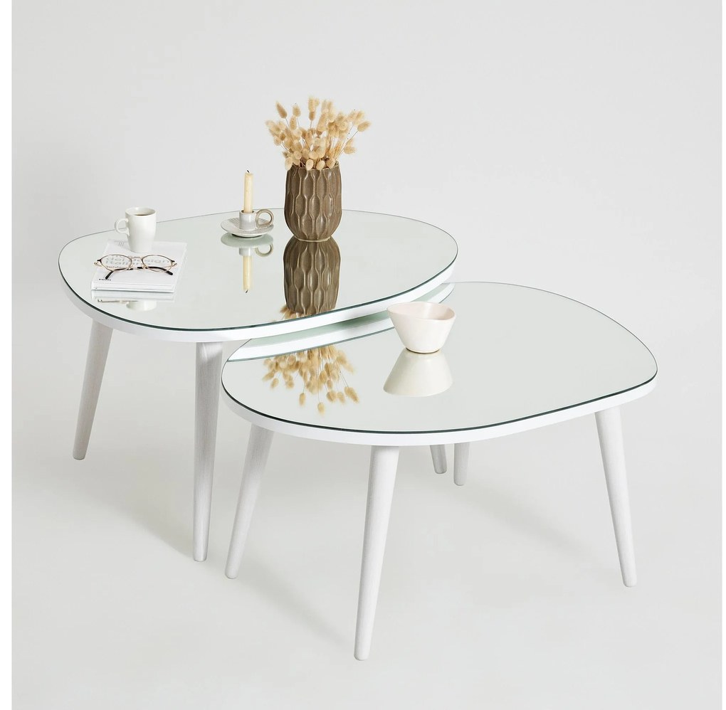 Set 2 buc măsuțe de cafea Gustavo (Alb). Promo -20%. 1088421