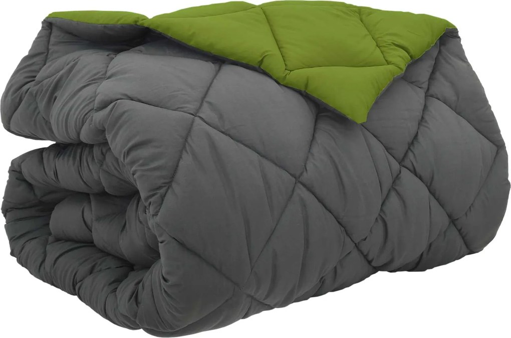 vidaXL Duvet de iarnă Verde și Antracit 240 x 260 cm Microfibră