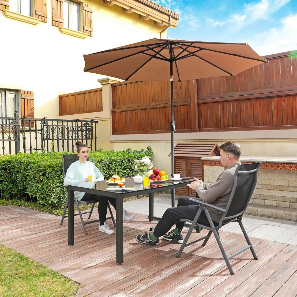 Scaune de grădină RIVIERA, set 2 buc., negru SongmicsHome