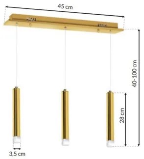 Lustră LED pe cablu GOLDIE 3xLED/15W/230V aurie