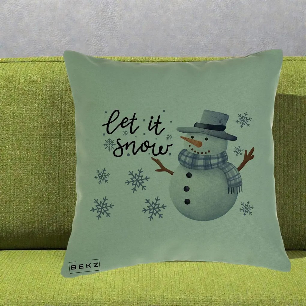 Perna Decorativa Let It Snow Om de Zapada, 40x40 cm, Verde, Husa Detasabila, Perna Inclusa, BEKZ®