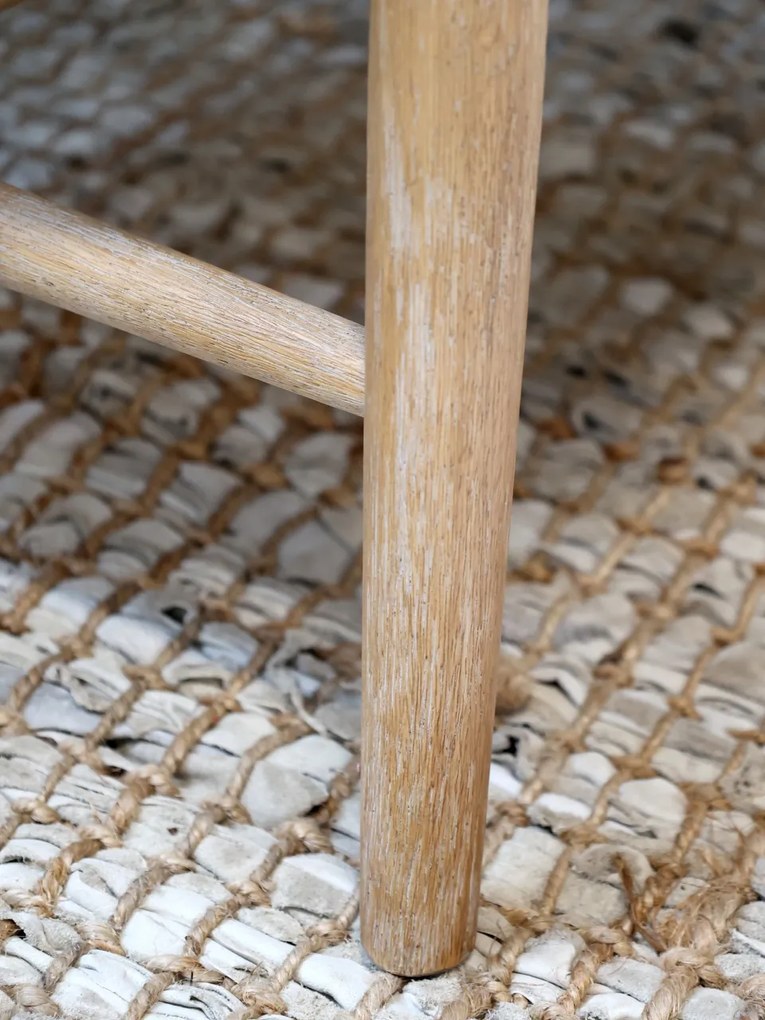 Scaunel din lemn de cauciuc si rattan, cu aspect vintage, French