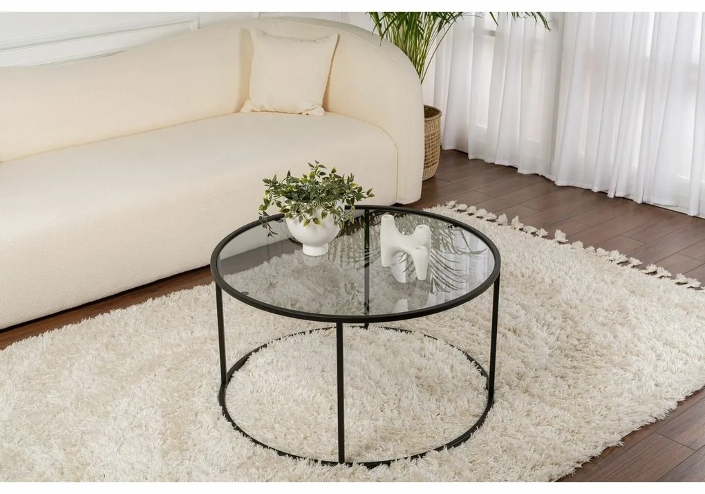 Măsuță de cafea Black cu sticlă fumurie, 80 cm
