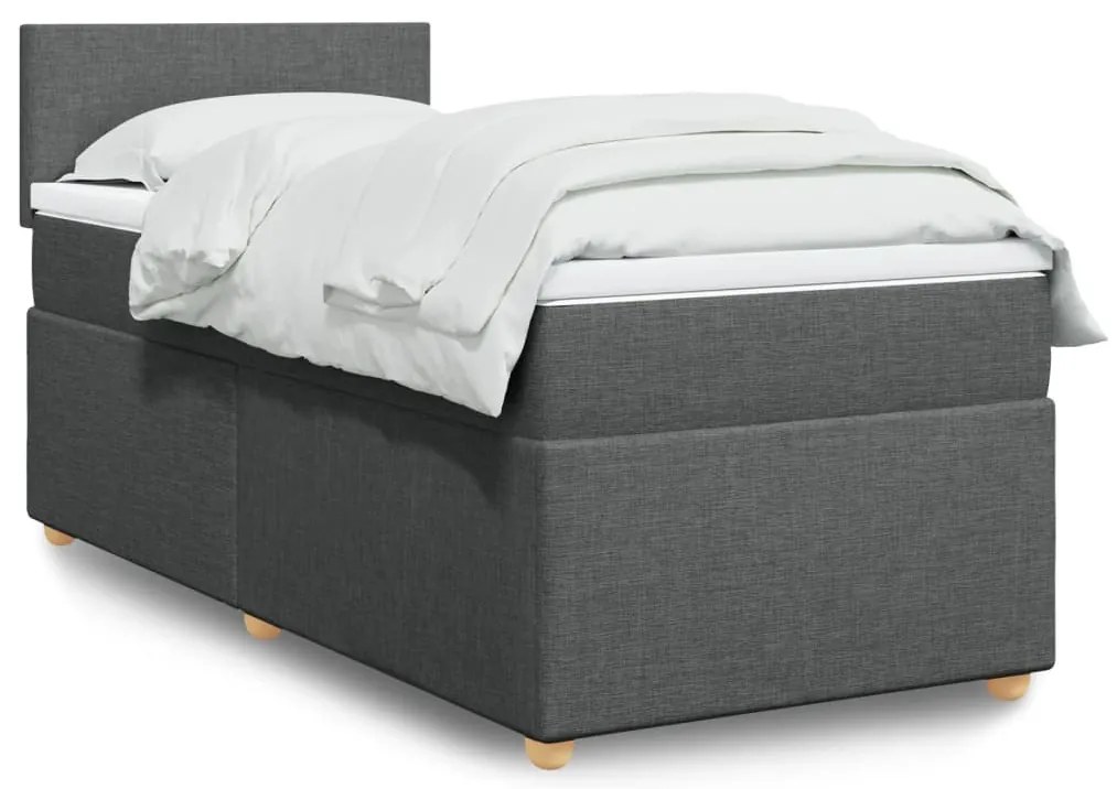vidaXL Pat box spring cu saltea, gri închis, 80x200 cm, textil