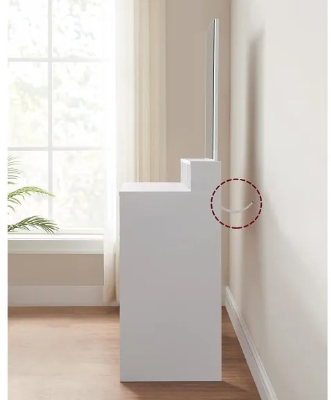 Masa De Toaleta Cu Oglinda, 2 Sertare Si 3 Compartimente, Alb, 80 Cm