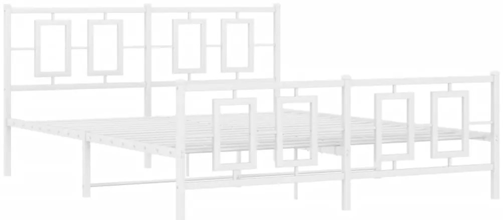 Cadru de pat metalic cu tablie, alb, 160x200 cm