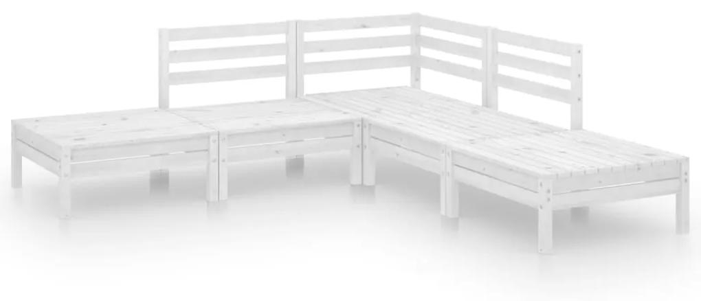 3082638 vidaXL Set mobilier de grădină, 5 piese, alb, lemn masiv de pin