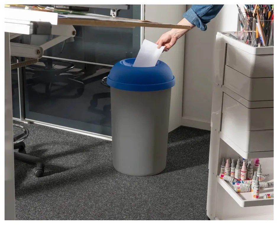 Capac pentru coș de gunoi albastru de reciclat din plastic – Addis