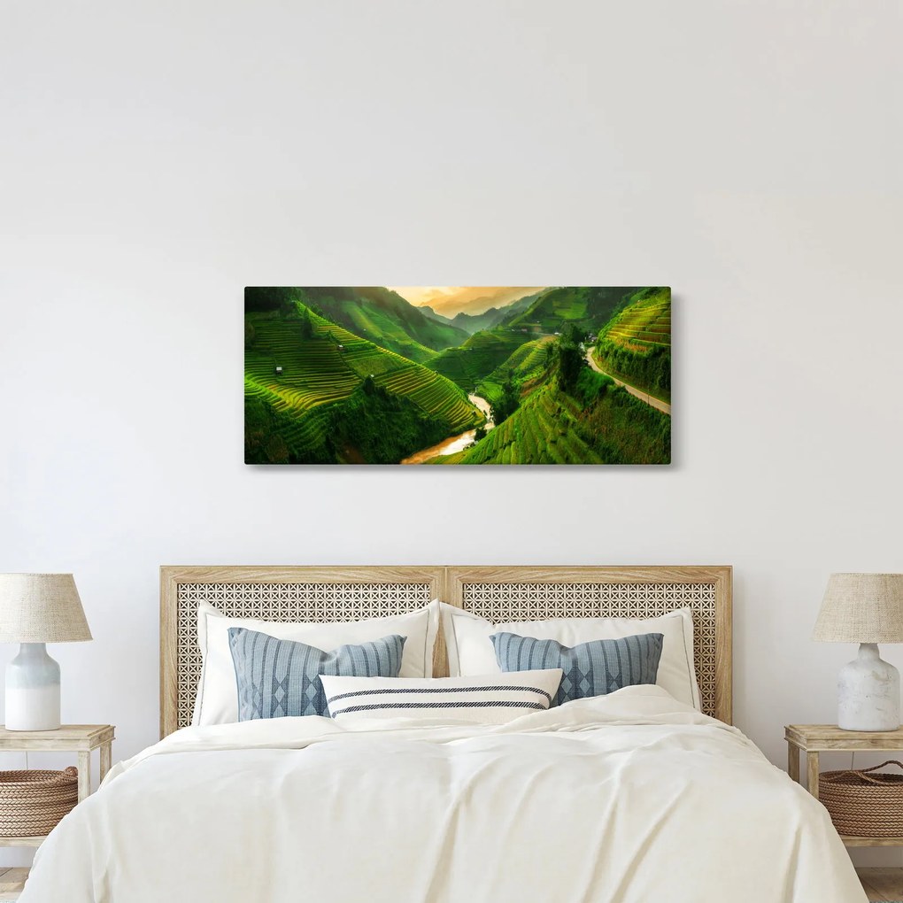 Tablou - Terase de orez Mu Cang Chai (120x50 cm)