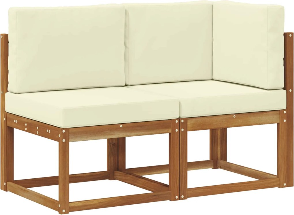 vidaXL Canapea de exterior din mijloc și colț 2 Bucată Natural și Crem