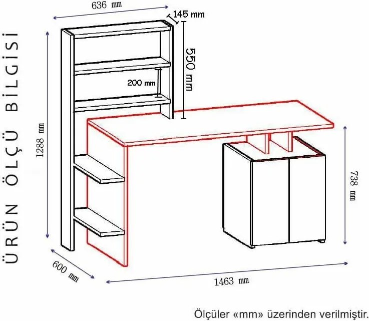 Birou Melis Walnut and Anthracite