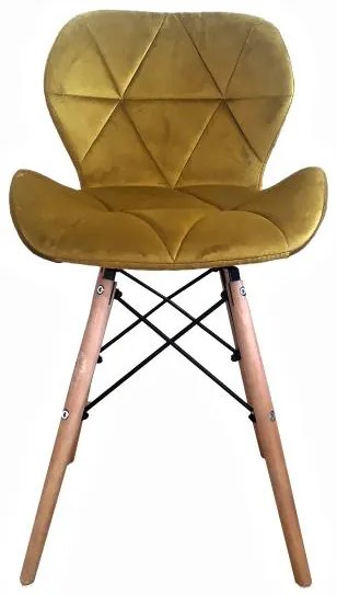 Scaune de sufragerie 4buc din catifea, galbene AMBER