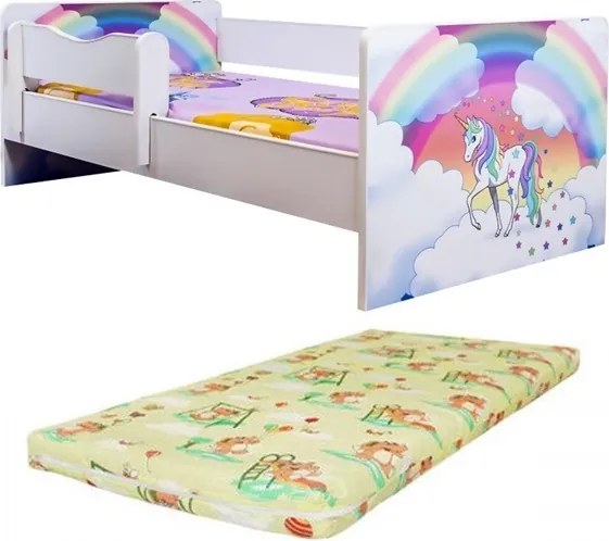 Pat junior Unicorn curcubeu cu saltea inclusa