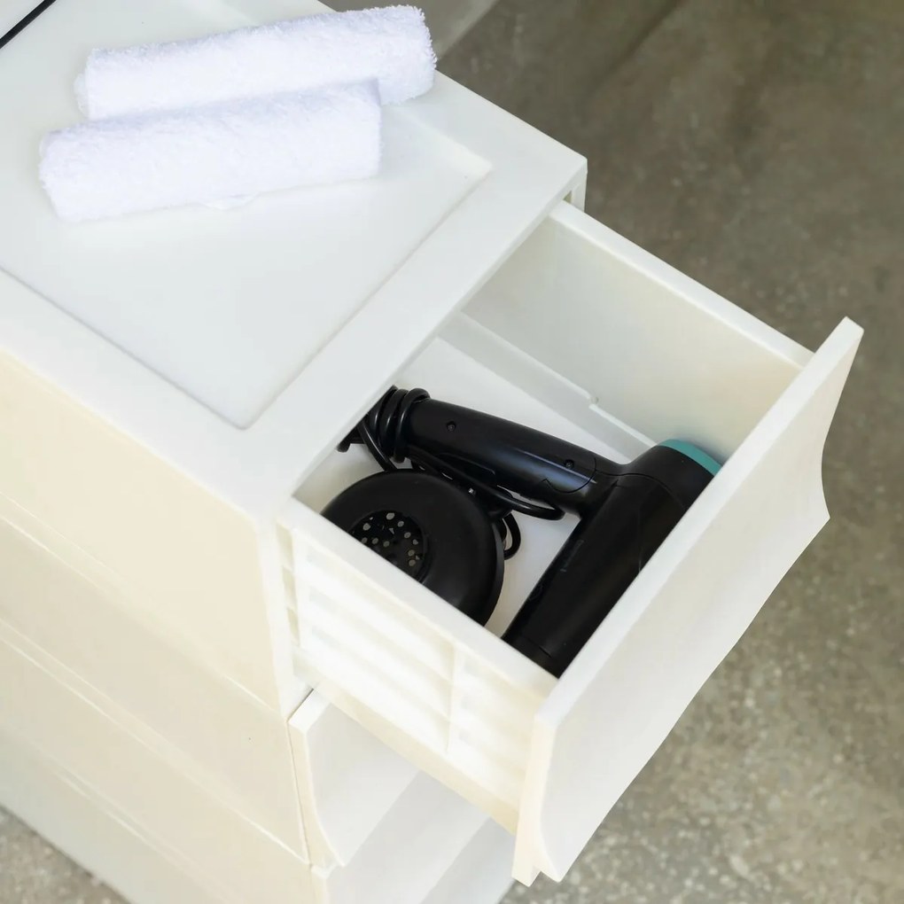 Cutie de depozitare modulară Wave twin Snow cu roți 54,6 x 43,4 x 22 cm, Larg - 2 sertare - rotițe
