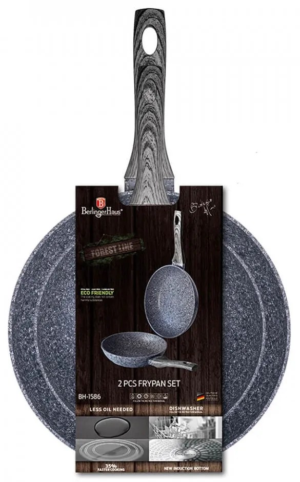Set tigai marmorate (2 piese) din aluminiu forjat Forest Dark Gray Line Berlinger Haus BH 1586