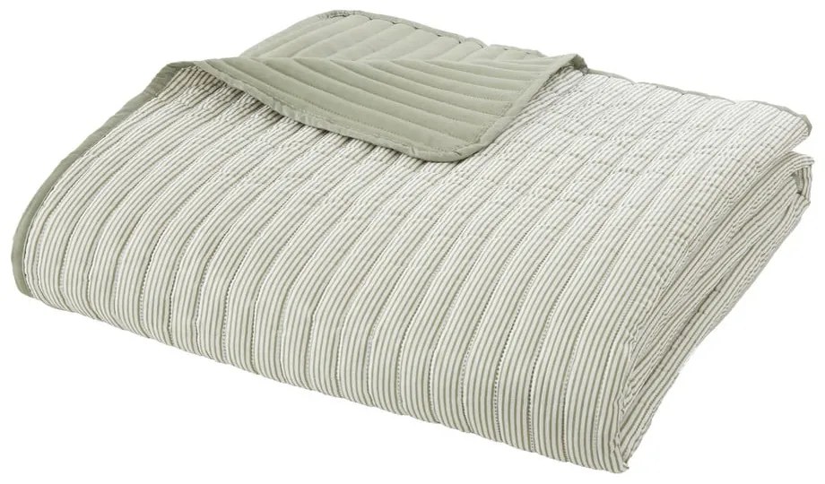 Cuvertură verde matlasată 220x230 cm Stripe – Catherine Lansfield