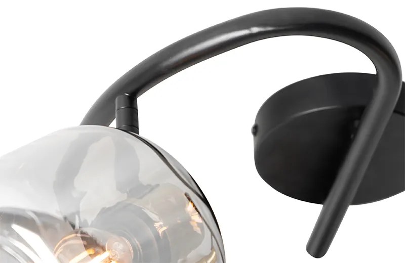 Plafoniera cu spoturi neagră cu sticlă fumurie rotundă cu 3 lumini - Zuzanna