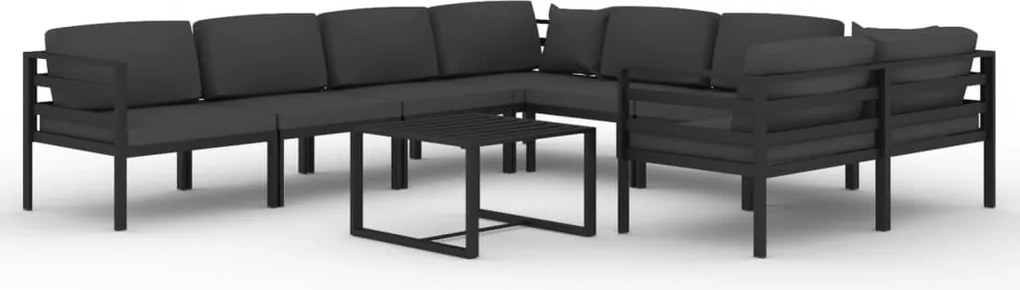 vidaXL Set mobilier de grădină cu perne, 9 piese, antracit, aluminiu