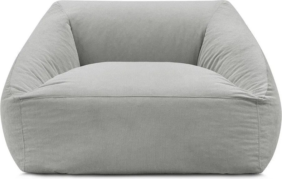 Fotoliu bean bag gri deschis cu tapițerie din catifea reiată Lilibet – Bobochic Paris