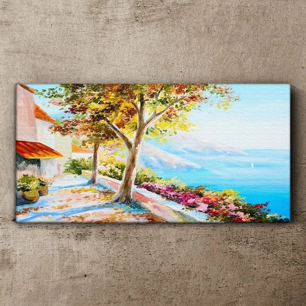 Tablou canvas flori copaci mare cer