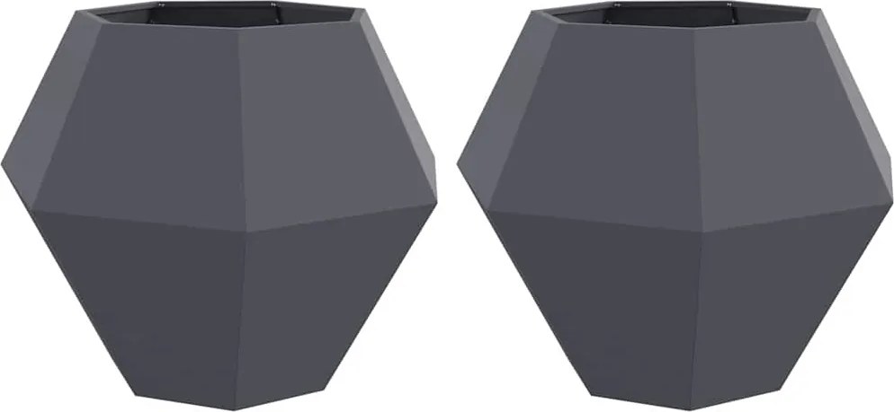 vidaXL Jardinieră 2 pcs Antracit 100 x 100 x 80 cm Oțel