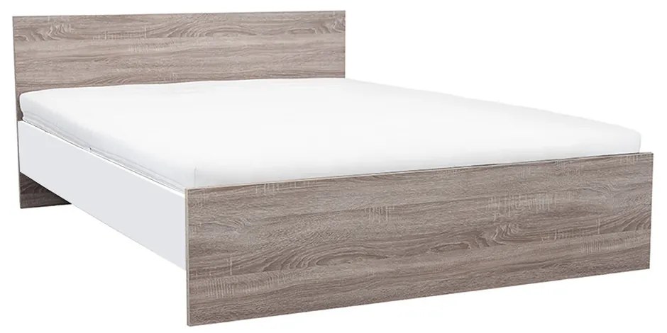 Pat dublu Miami fără cadru de pat 160x200 cm stejar York-alb