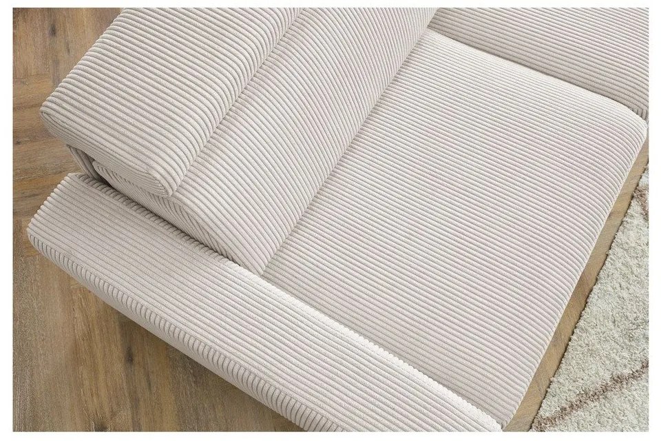 Colțar crem extensibil cu tapițerie din catifea reiată (cu colț variabil) Monaco – Bobochic Paris